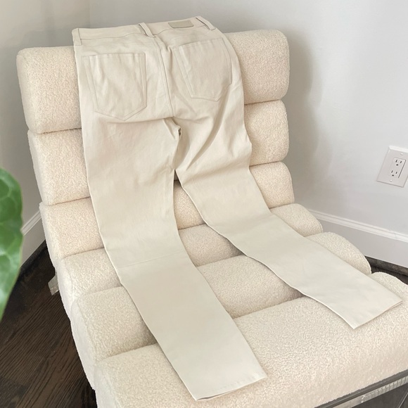 Polo Ralph Lauren Lambskin Trousers White Cream Leather Slim Fit Straight Leg 2 - Picture 5 of 7